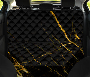 Black Gold Scratch Marble Print Pet Car Back Seat Cover