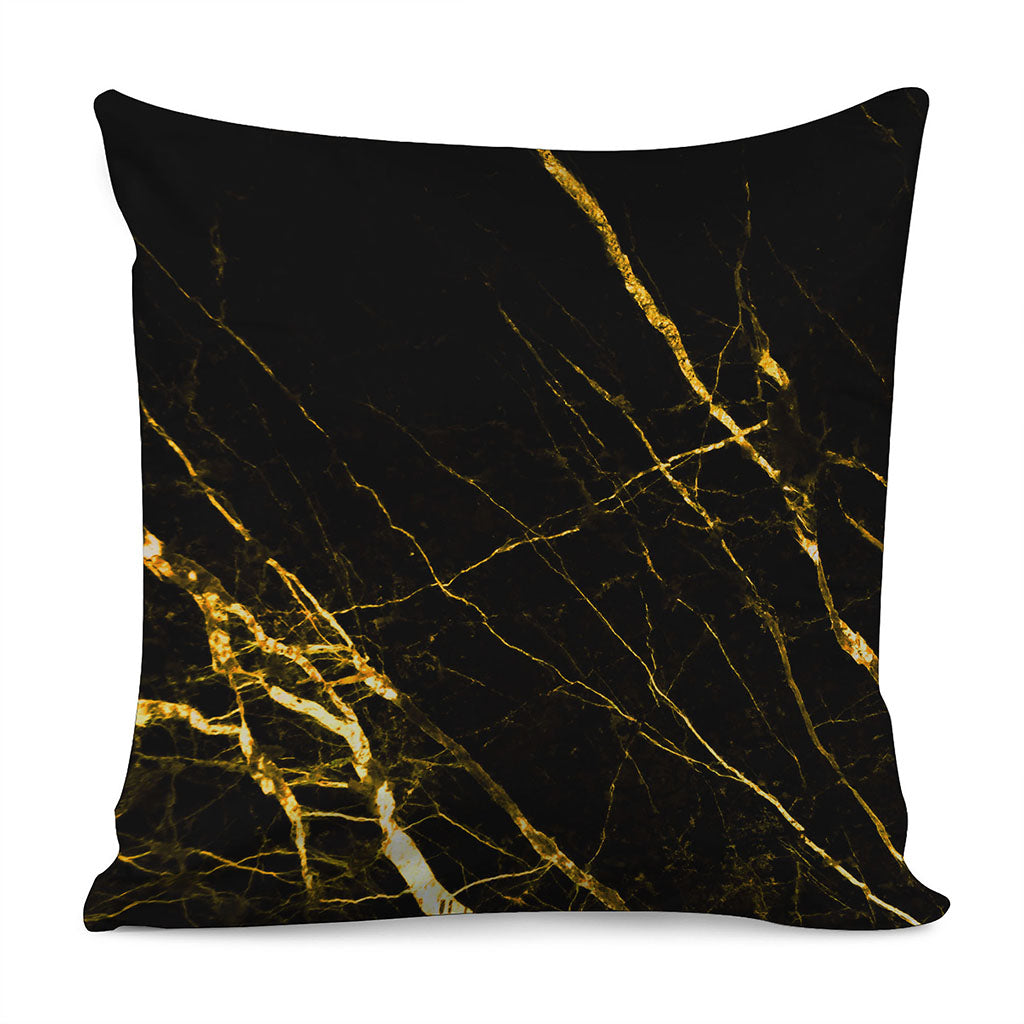 Black Gold Scratch Marble Print Pillow Cover