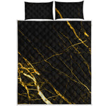 Black Gold Scratch Marble Print Quilt Bed Set