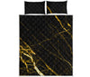 Black Gold Scratch Marble Print Quilt Bed Set