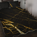 Black Gold Scratch Marble Print Quilt Bed Set