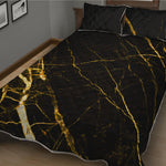 Black Gold Scratch Marble Print Quilt Bed Set