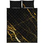 Black Gold Scratch Marble Print Quilt Bed Set