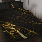 Black Gold Scratch Marble Print Quilt Bed Set