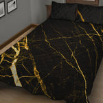 Black Gold Scratch Marble Print Quilt Bed Set