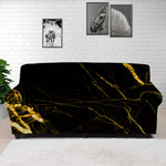 Black Gold Scratch Marble Print Sofa Cover