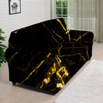 Black Gold Scratch Marble Print Sofa Cover