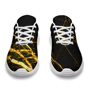 Black Gold Scratch Marble Print Sport Shoes GearFrost