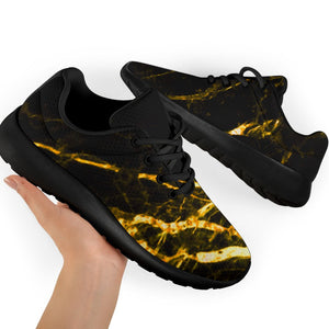 Black Gold Scratch Marble Print Sport Shoes GearFrost