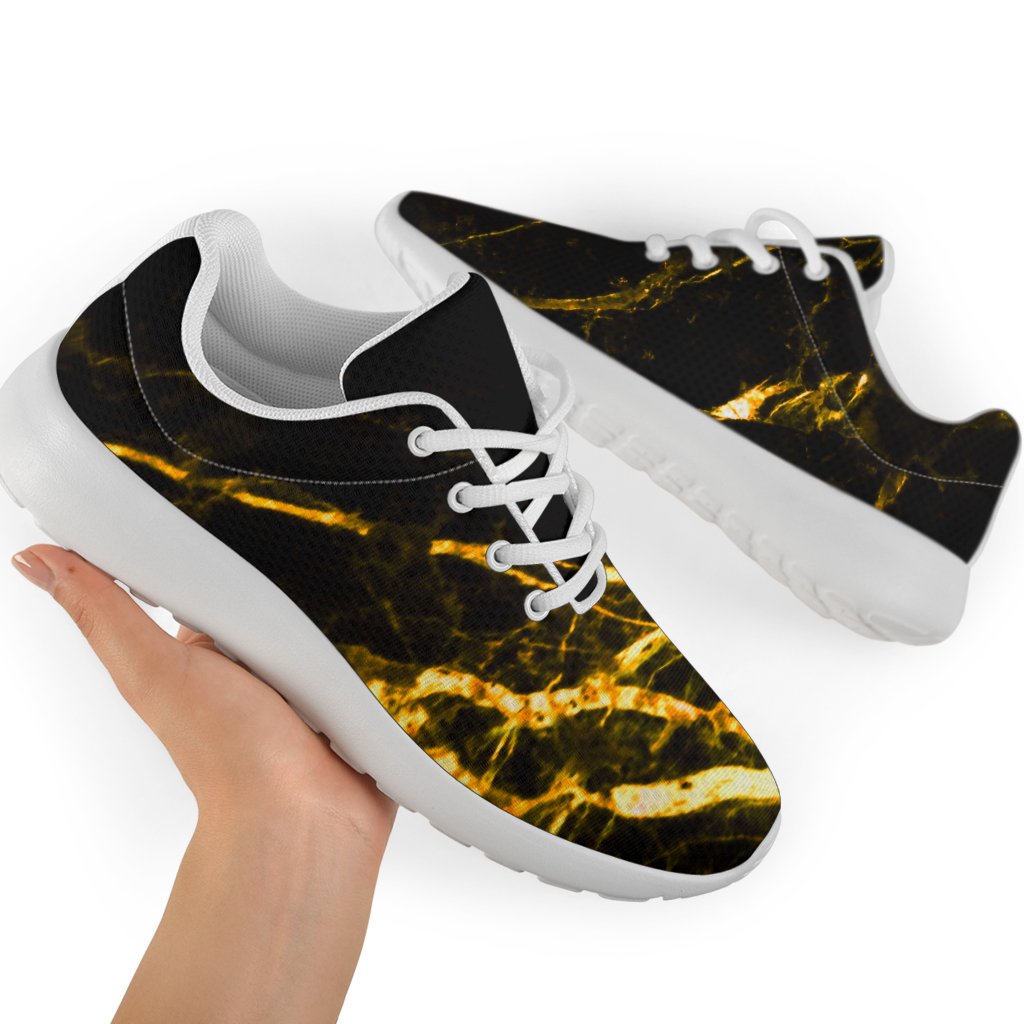 Black Gold Scratch Marble Print Sport Shoes GearFrost