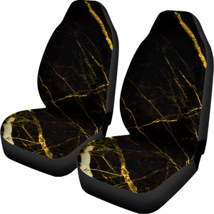 Black Gold Scratch Marble Print Universal Fit Car Seat Covers