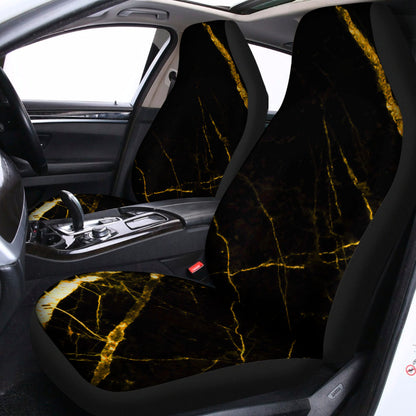 Black Gold Scratch Marble Print Universal Fit Car Seat Covers