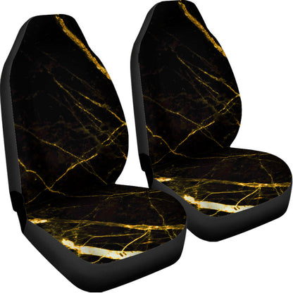 Black Gold Scratch Marble Print Universal Fit Car Seat Covers