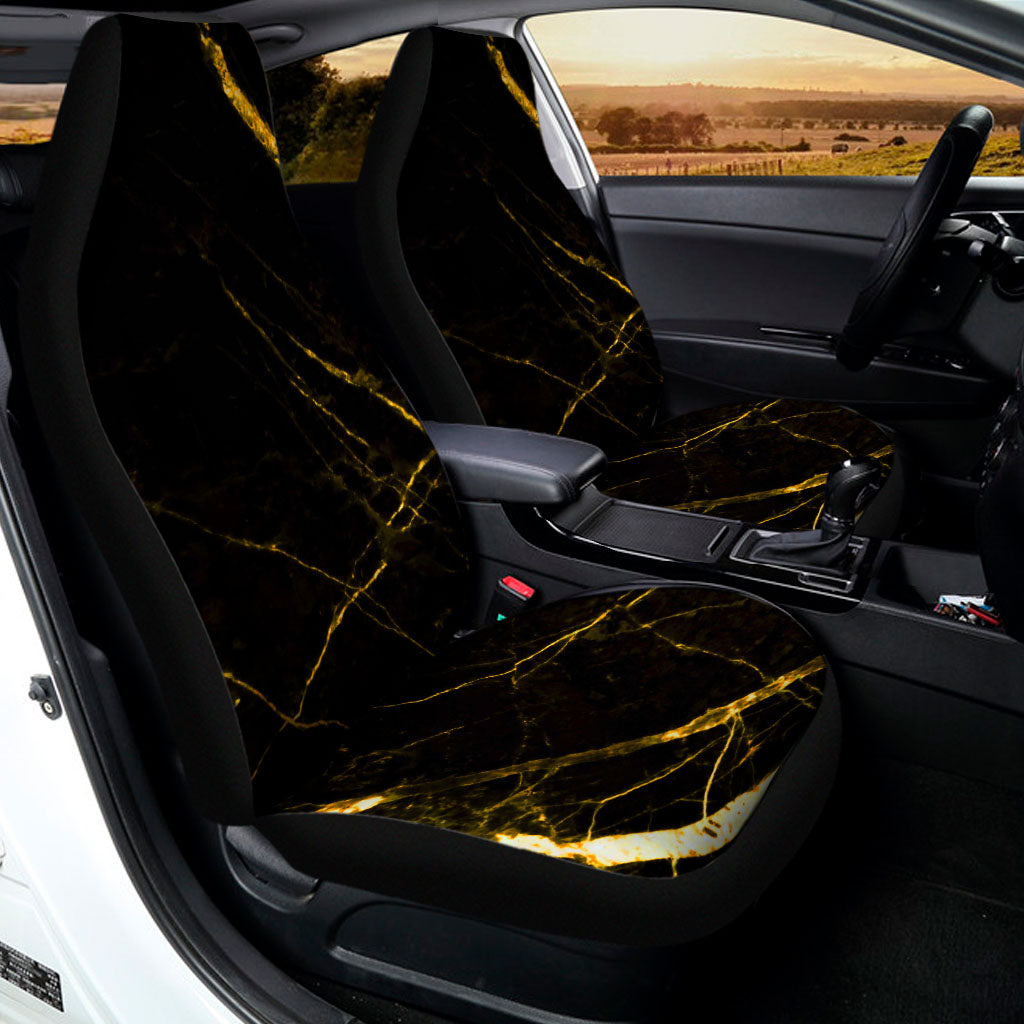 Black Gold Scratch Marble Print Universal Fit Car Seat Covers