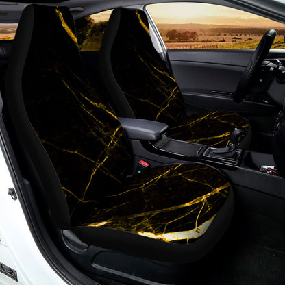 Black Gold Scratch Marble Print Universal Fit Car Seat Covers