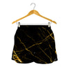 Black Gold Scratch Marble Print Women's Shorts