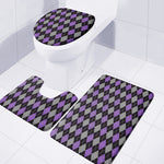 Black Grey And Purple Argyle Print 3 Piece Bath Mat Set