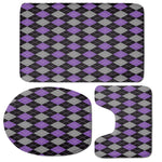 Black Grey And Purple Argyle Print 3 Piece Bath Mat Set