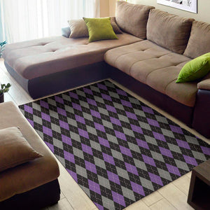 Black Grey And Purple Argyle Print Area Rug