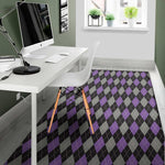 Black Grey And Purple Argyle Print Area Rug