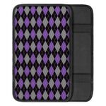 Black Grey And Purple Argyle Print Car Center Console Cover