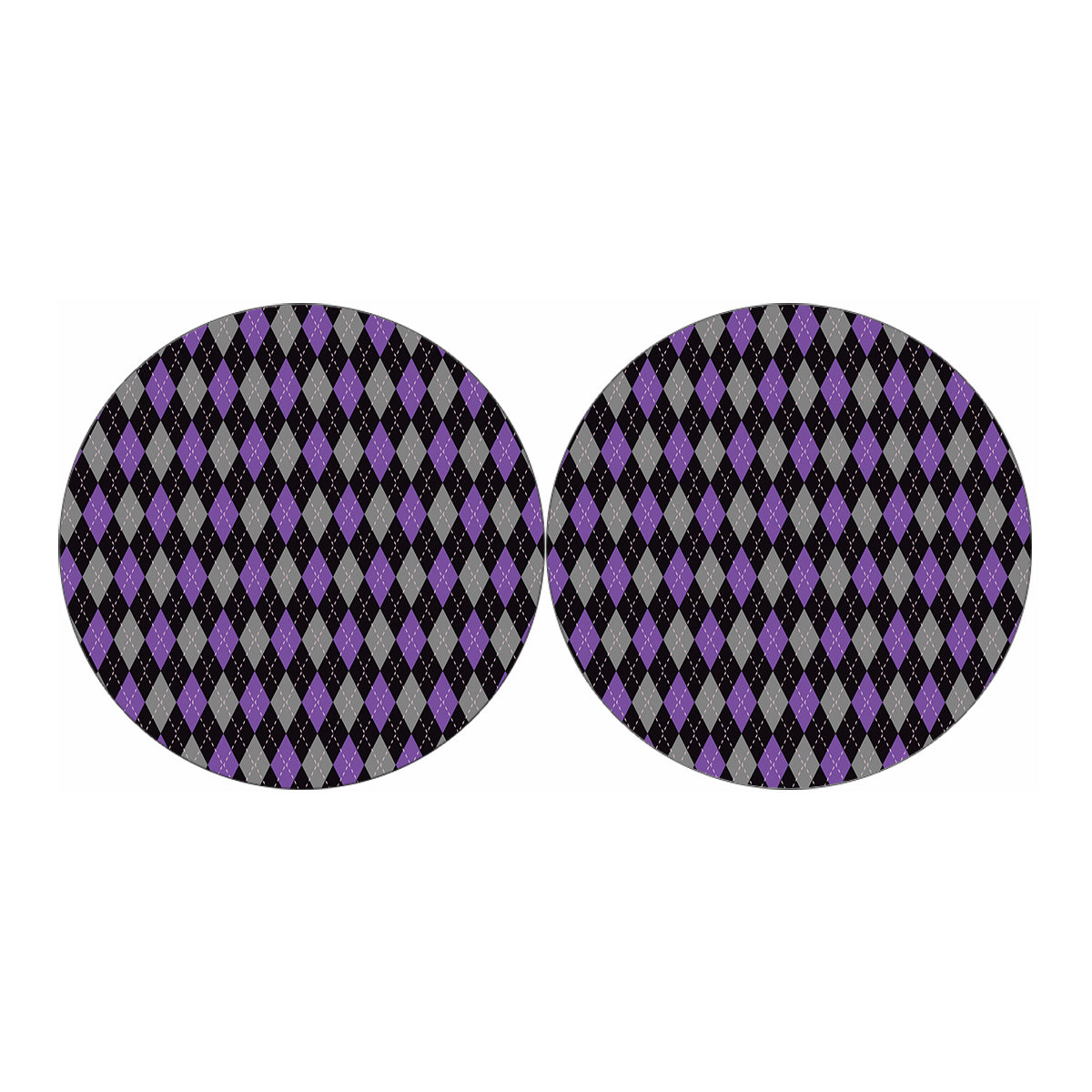 Black Grey And Purple Argyle Print Car Coasters