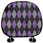 Black Grey And Purple Argyle Print Car Headrest Covers