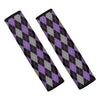 Black Grey And Purple Argyle Print Car Seat Belt Covers