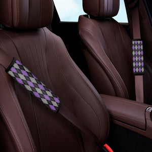 Black Grey And Purple Argyle Print Car Seat Belt Covers