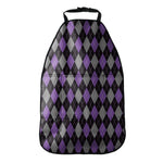 Black Grey And Purple Argyle Print Car Seat Organizers