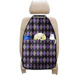 Black Grey And Purple Argyle Print Car Seat Organizers