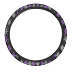 Black Grey And Purple Argyle Print Car Steering Wheel Cover