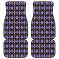 Black Grey And Purple Argyle Print Front and Back Car Floor Mats