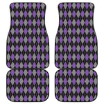 Black Grey And Purple Argyle Print Front and Back Car Floor Mats