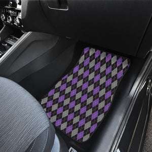 Black Grey And Purple Argyle Print Front and Back Car Floor Mats