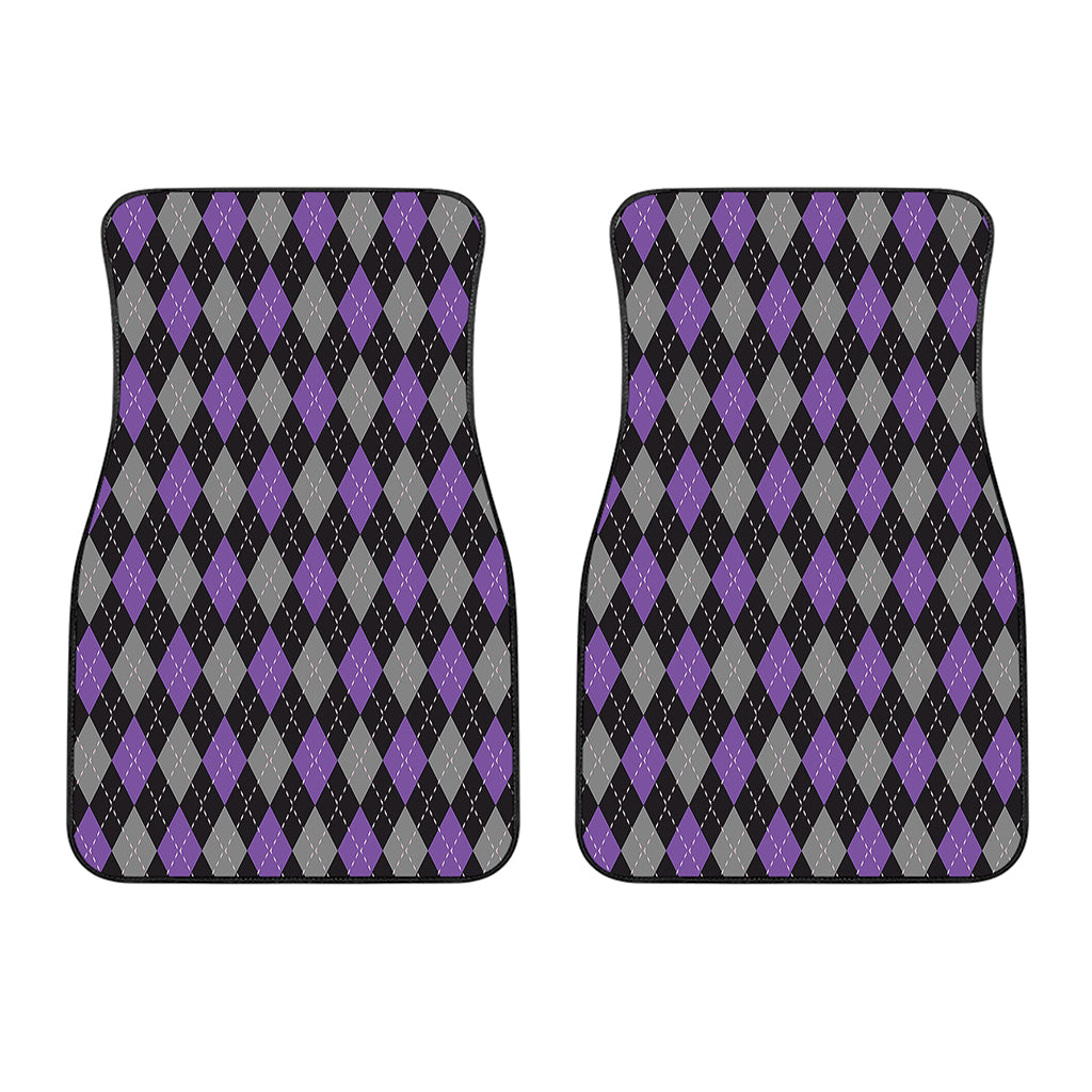 Black Grey And Purple Argyle Print Front Car Floor Mats