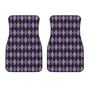 Black Grey And Purple Argyle Print Front Car Floor Mats