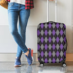 Black Grey And Purple Argyle Print Luggage Cover