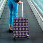 Black Grey And Purple Argyle Print Luggage Cover