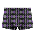 Black Grey And Purple Argyle Print Men's Boxer Briefs