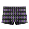 Black Grey And Purple Argyle Print Men's Boxer Briefs