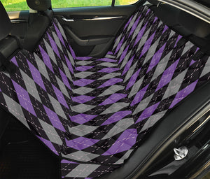 Black Grey And Purple Argyle Print Pet Car Back Seat Cover