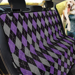 Black Grey And Purple Argyle Print Pet Car Back Seat Cover