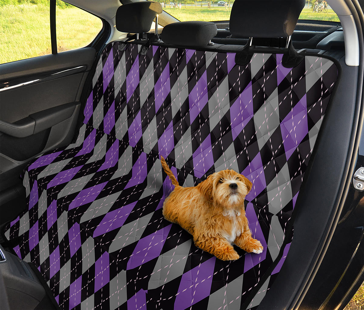 Black Grey And Purple Argyle Print Pet Car Back Seat Cover