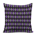 Black Grey And Purple Argyle Print Pillow Cover