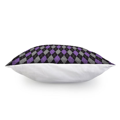 Black Grey And Purple Argyle Print Pillow Cover