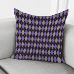 Black Grey And Purple Argyle Print Pillow Cover