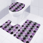 Black Grey And Violet Argyle Print 3 Piece Bath Mat Set