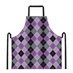 Black Grey And Violet Argyle Print Apron