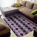 Black Grey And Violet Argyle Print Area Rug